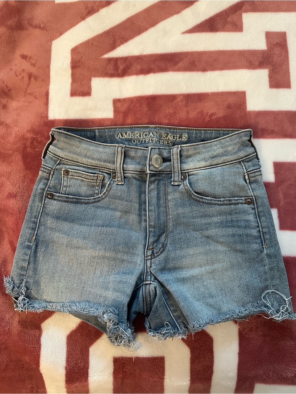 American Eagle Outfitters Light Blue Denim Frayed Hem Shorts